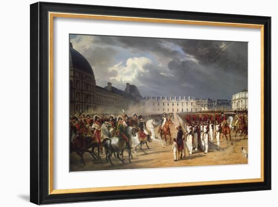 Invalid Handing a Petition to Napoleon at the Parade in the Court of the Tuileries Palace-Horace Vernet-Framed Giclee Print