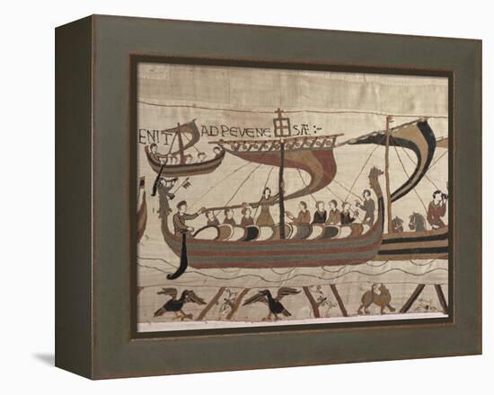 Invasion Fleet, Bayeux Tapestry, France-Walter Rawlings-Framed Premier Image Canvas