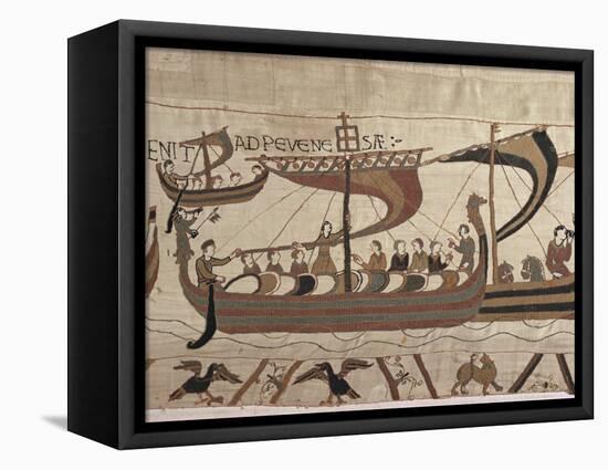 Invasion Fleet, Bayeux Tapestry, France-Walter Rawlings-Framed Premier Image Canvas