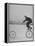 Inventor Maurice Steinlauf Riding Eccentric Bike with Roving Front Wheel-Wallace Kirkland-Framed Premier Image Canvas