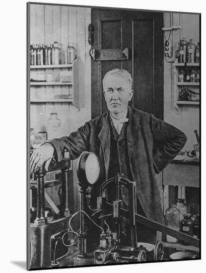 Inventor Thomas Edison in His Laboratory-null-Mounted Premium Photographic Print