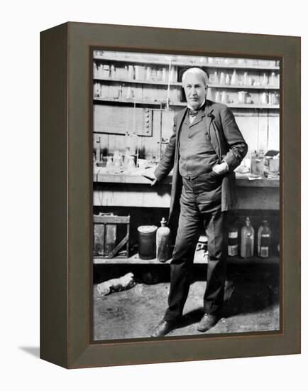 Inventor Thomas Edison Posing in His Laboratory-null-Framed Premier Image Canvas