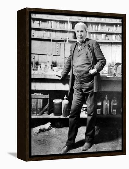 Inventor Thomas Edison Posing in His Laboratory-null-Framed Premier Image Canvas