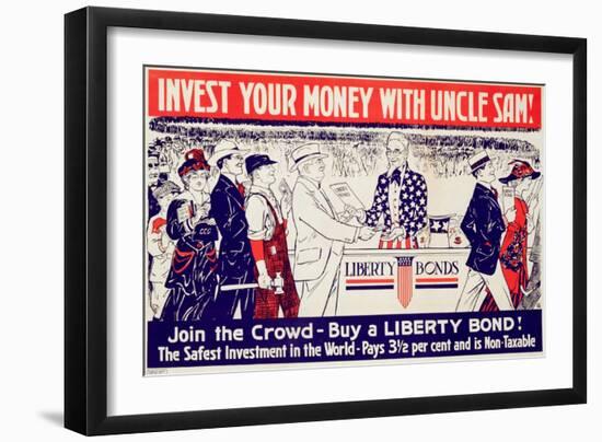 Invest Your Money with Uncle Sam!', Advertisement for Liberty Bonds, C.1917-18-null-Framed Giclee Print