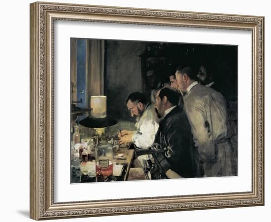 Investigation or Doctor Simarro at His Laboratory-Joaquín Sorolla y Bastida-Framed Art Print