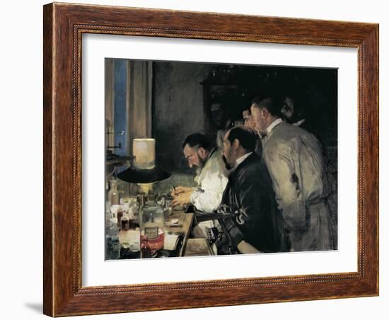 Investigation or Doctor Simarro at His Laboratory-Joaquín Sorolla y Bastida-Framed Art Print