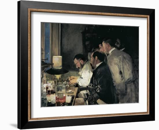 Investigation or Doctor Simarro at His Laboratory-Joaquín Sorolla y Bastida-Framed Art Print