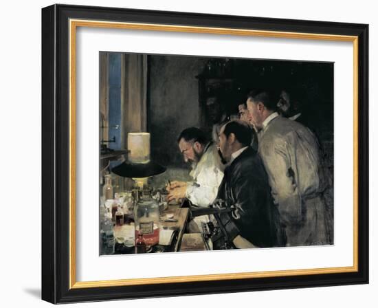 Investigation or Doctor Simarro at His Laboratory-Joaquín Sorolla y Bastida-Framed Art Print