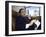 Investment Banker George Soros Working on Phone in Office-null-Framed Photographic Print