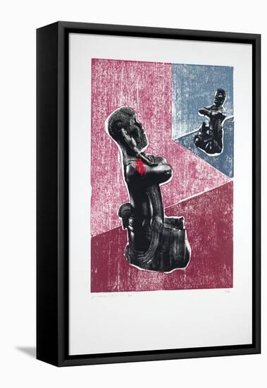 Invisible Room Nº7, Megalomania, 2019 (Woodcut and Silkscreen)-Guilherme Pontes-Framed Premier Image Canvas