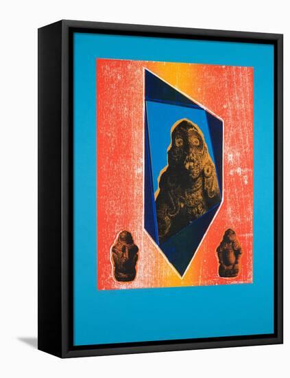 Invisible Room Nº9, Blue, 2019 (Woodcut and Silkscreen)-Guilherme Pontes-Framed Premier Image Canvas