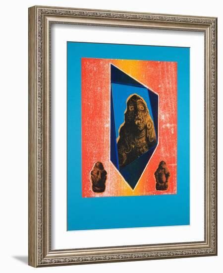 Invisible Room Nº9, Blue, 2019 (Woodcut and Silkscreen)-Guilherme Pontes-Framed Giclee Print