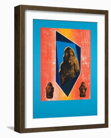 Invisible Room Nº9, Blue, 2019 (Woodcut and Silkscreen)-Guilherme Pontes-Framed Giclee Print