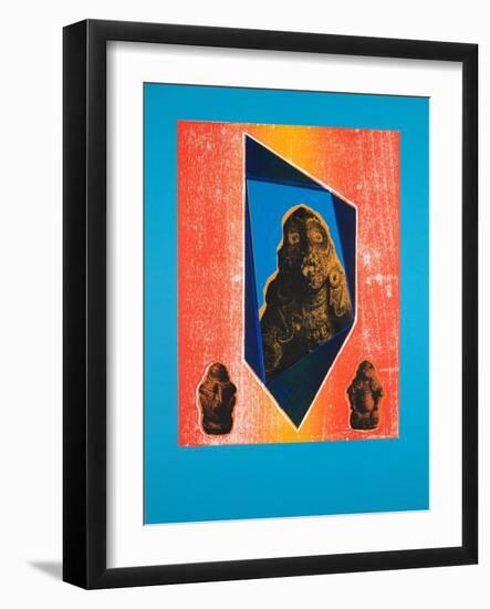 Invisible Room Nº9, Blue, 2019 (Woodcut and Silkscreen)-Guilherme Pontes-Framed Giclee Print