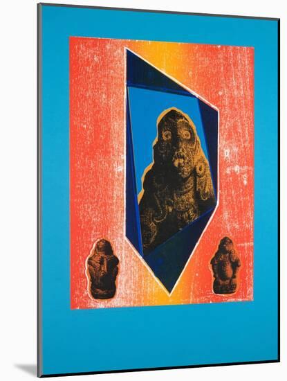 Invisible Room Nº9, Blue, 2019 (Woodcut and Silkscreen)-Guilherme Pontes-Mounted Giclee Print