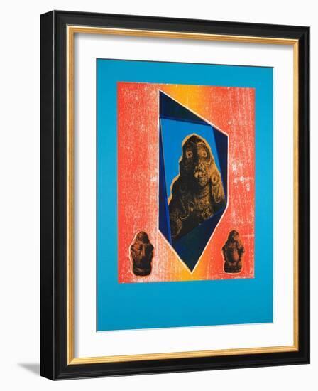 Invisible Room Nº9, Blue, 2019 (Woodcut and Silkscreen)-Guilherme Pontes-Framed Giclee Print