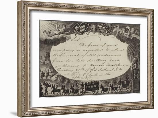 Invitation Requesting Attendance at the Funeral of Mrs Underwood-null-Framed Giclee Print