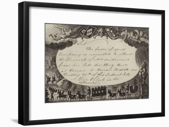 Invitation Requesting Attendance at the Funeral of Mrs Underwood-null-Framed Giclee Print