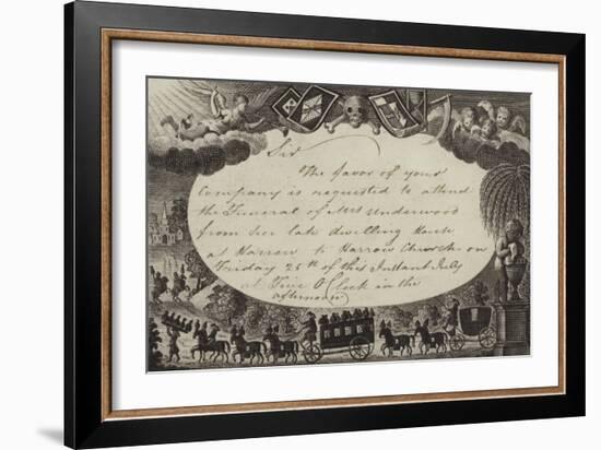 Invitation Requesting Attendance at the Funeral of Mrs Underwood-null-Framed Giclee Print