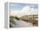 Inviting Boardwalk through the Sand Dunes on a Beautiful Beach in the Early Morning. Beautiful Puff-forestpath-Framed Premier Image Canvas