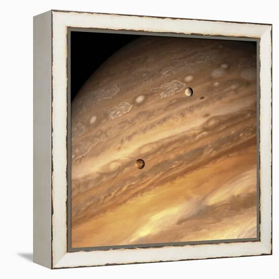 Io and Europa over Jupiter-Michael Benson-Framed Premier Image Canvas