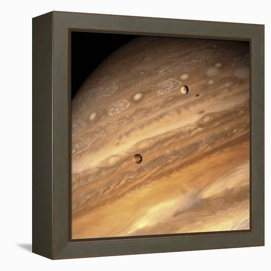 Io and Europa over Jupiter-Michael Benson-Framed Premier Image Canvas