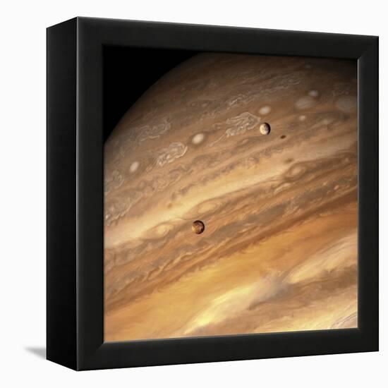 Io and Europa over Jupiter-Michael Benson-Framed Premier Image Canvas
