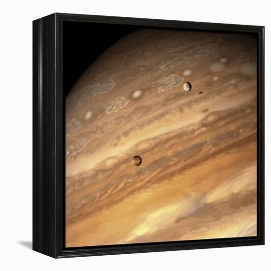Io and Europa over Jupiter-Michael Benson-Framed Premier Image Canvas