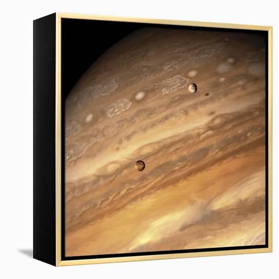 Io and Europa over Jupiter-Michael Benson-Framed Premier Image Canvas