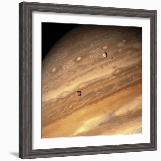 Io and Europa over Jupiter-Michael Benson-Framed Photographic Print