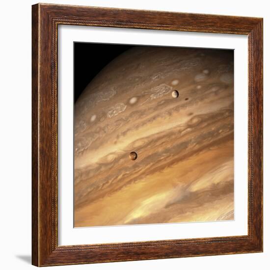 Io and Europa over Jupiter-Michael Benson-Framed Photographic Print