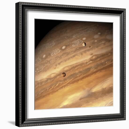 Io and Europa over Jupiter-Michael Benson-Framed Photographic Print