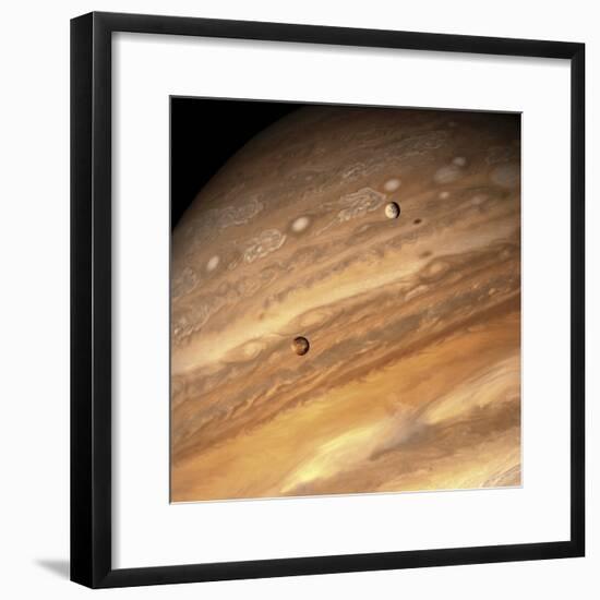 Io and Europa over Jupiter-Michael Benson-Framed Photographic Print