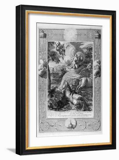 Io Changed into a Cow: Mercury Cuts Off Argus' Head, 1733-Bernard Picart-Framed Giclee Print