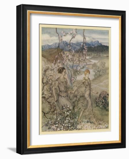 Iollan and Tuirenfionn-Arthur Rackham-Framed Art Print