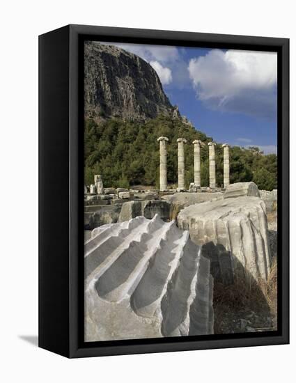 Ionian Temple to Athena and the Greek Theatre, Priene, Anatolia, Turkey, Eurasia-Adam Woolfitt-Framed Premier Image Canvas