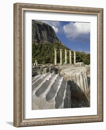 Ionian Temple to Athena and the Greek Theatre, Priene, Anatolia, Turkey, Eurasia-Adam Woolfitt-Framed Photographic Print