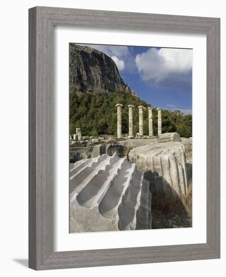 Ionian Temple to Athena and the Greek Theatre, Priene, Anatolia, Turkey, Eurasia-Adam Woolfitt-Framed Photographic Print