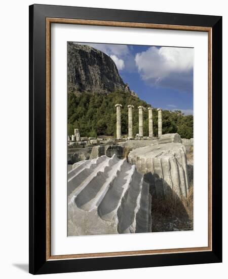 Ionian Temple to Athena and the Greek Theatre, Priene, Anatolia, Turkey, Eurasia-Adam Woolfitt-Framed Photographic Print