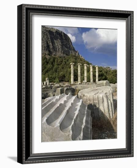 Ionian Temple to Athena and the Greek Theatre, Priene, Anatolia, Turkey, Eurasia-Adam Woolfitt-Framed Photographic Print