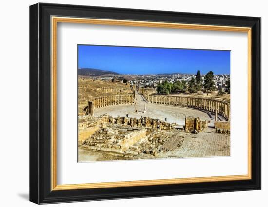 Ionic Columns, Oval Plaza, Roman City, Jerash, Jordan.-William Perry-Framed Photographic Print