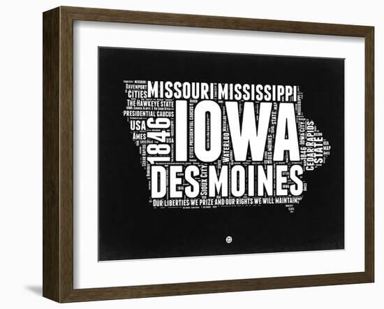 Iowa Black and White Map-NaxArt-Framed Art Print