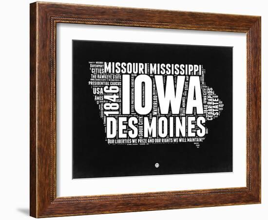 Iowa Black and White Map-NaxArt-Framed Art Print