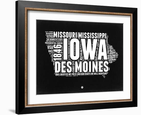 Iowa Black and White Map-NaxArt-Framed Art Print