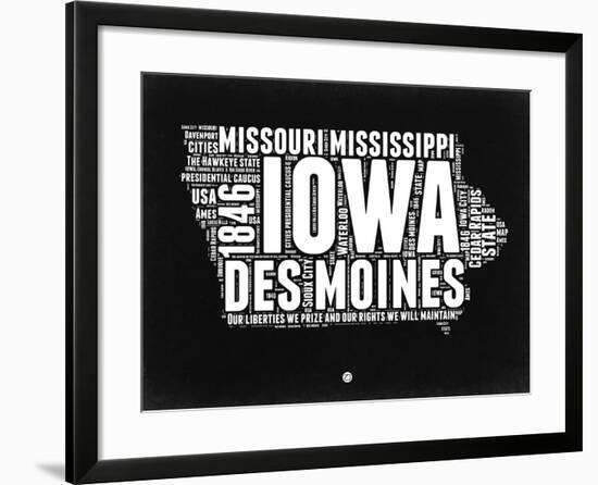 Iowa Black and White Map-NaxArt-Framed Art Print