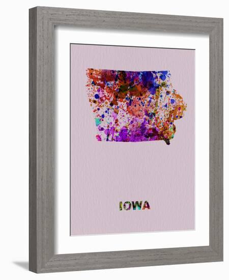 Iowa Color Splatter Map-NaxArt-Framed Art Print