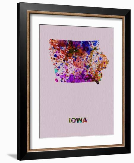 Iowa Color Splatter Map-NaxArt-Framed Art Print