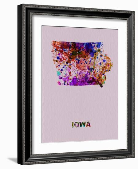 Iowa Color Splatter Map-NaxArt-Framed Art Print