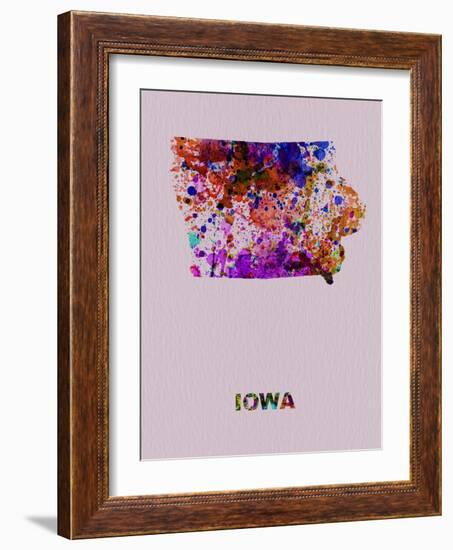 Iowa Color Splatter Map-NaxArt-Framed Art Print