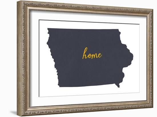 Iowa - Home State- Gray on White-Lantern Press-Framed Art Print